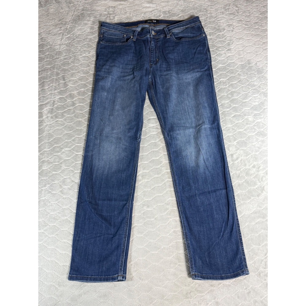 DU/ER L2X Slim Fit Performance Denim Jeans Mens 36x31 Blue Travel Office Pants
